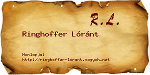 Ringhoffer Lóránt névjegykártya
